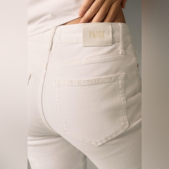 Anthropologie Paige Cindy High Rise Straight Leg Jeans White Noise Wash Size 33 - Picture 5 of 15